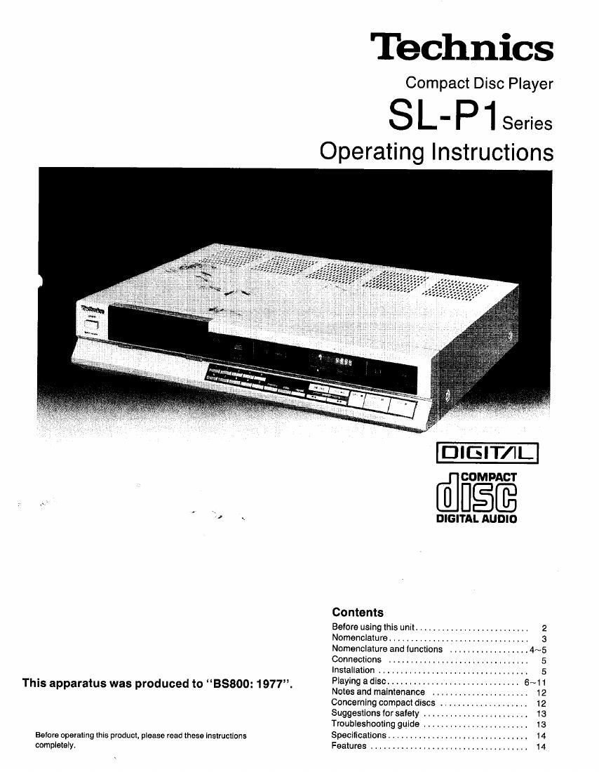 Technics SLP 1 Owners Manual