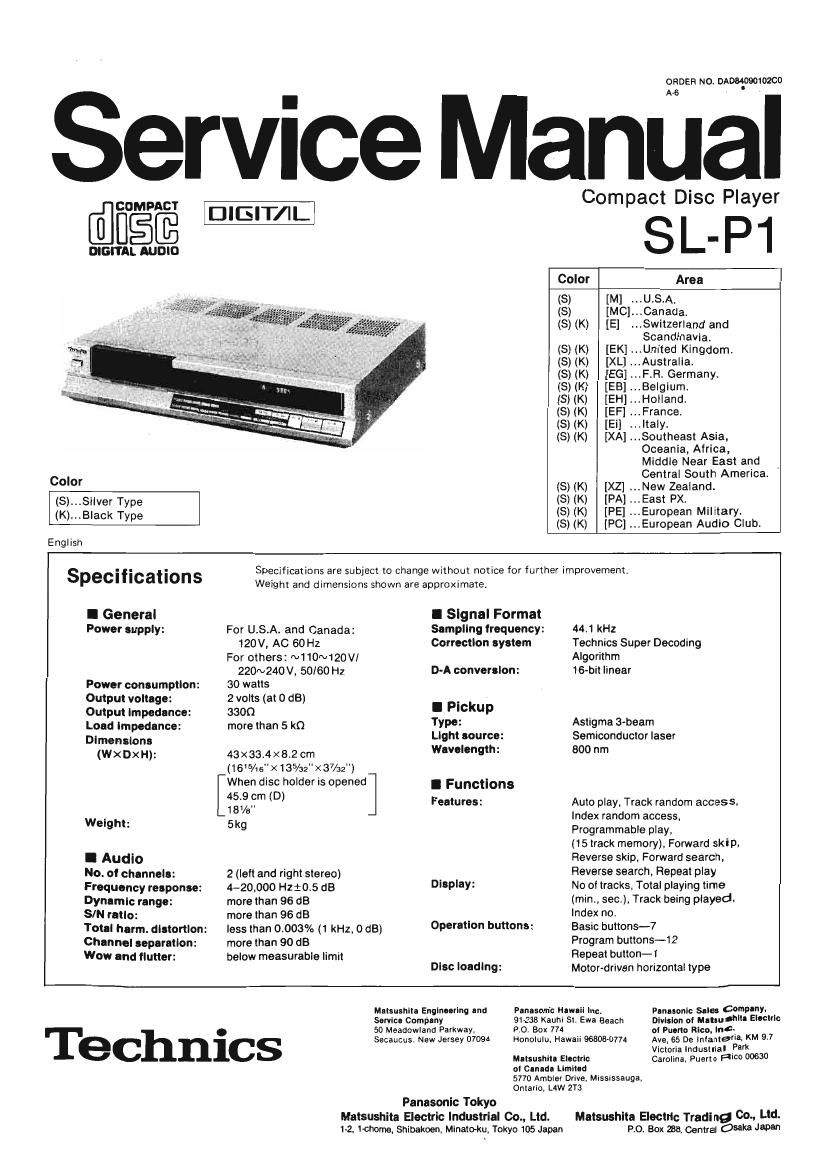 Technics SLP 1 Service Manual