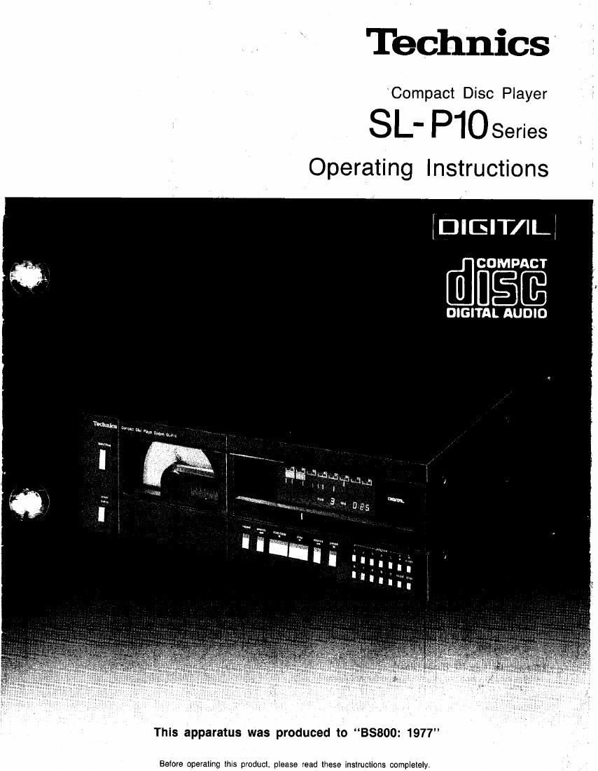 Technics SLP 10 Owners Manual