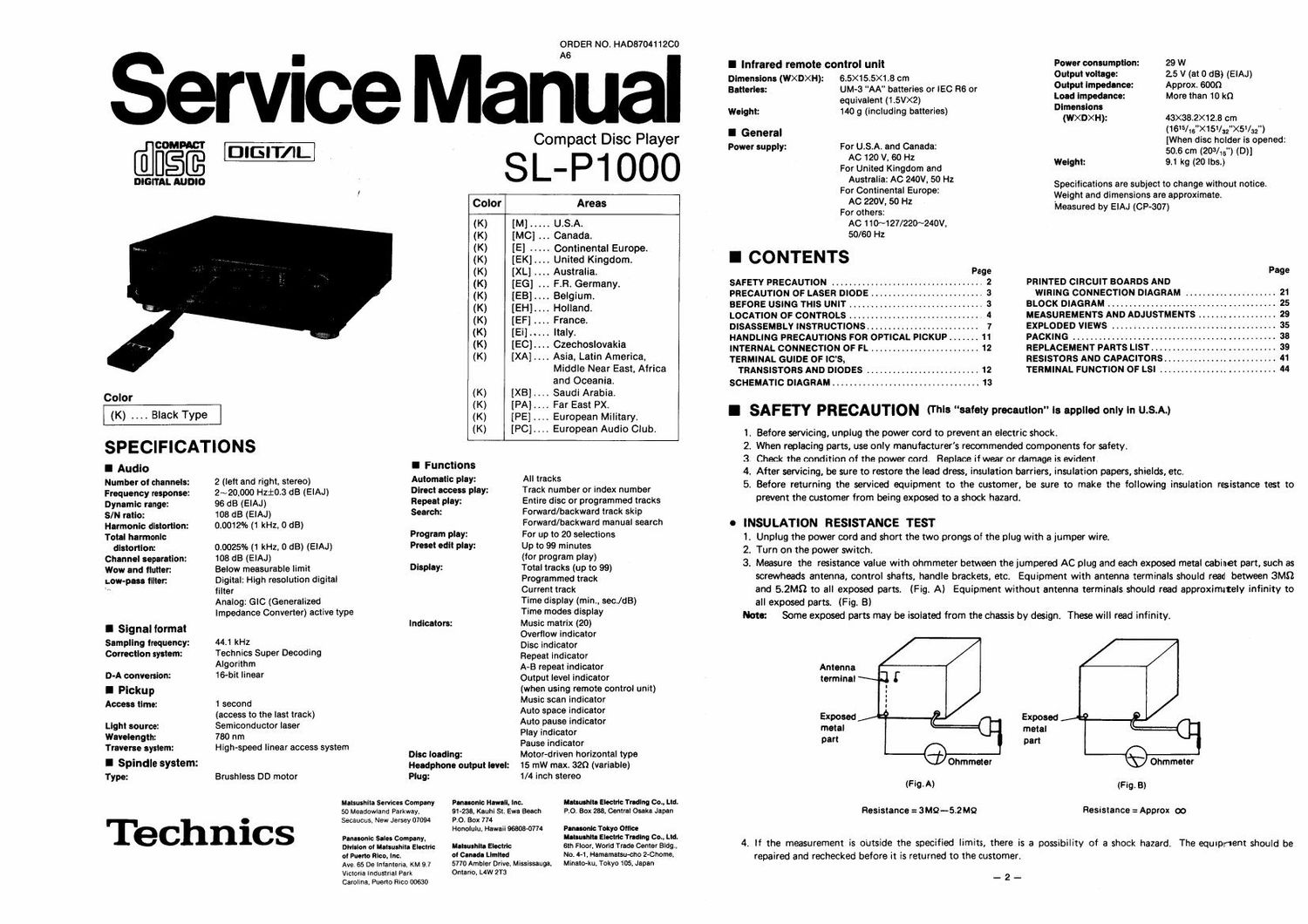 Technics SLP 1000 Service Manual