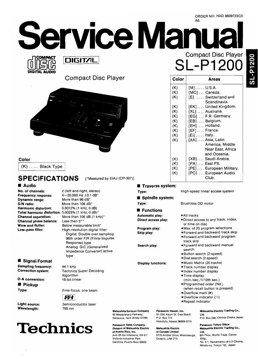Technics SLP 1200 Service Manual