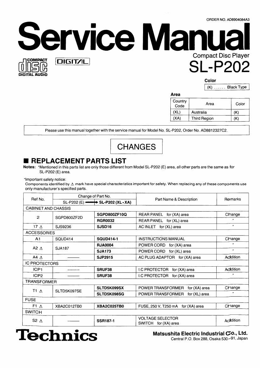 Technics SLP 202 Service Manual
