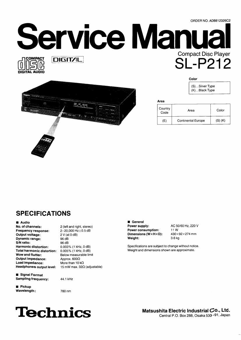 Technics SLP 212 Service Manual