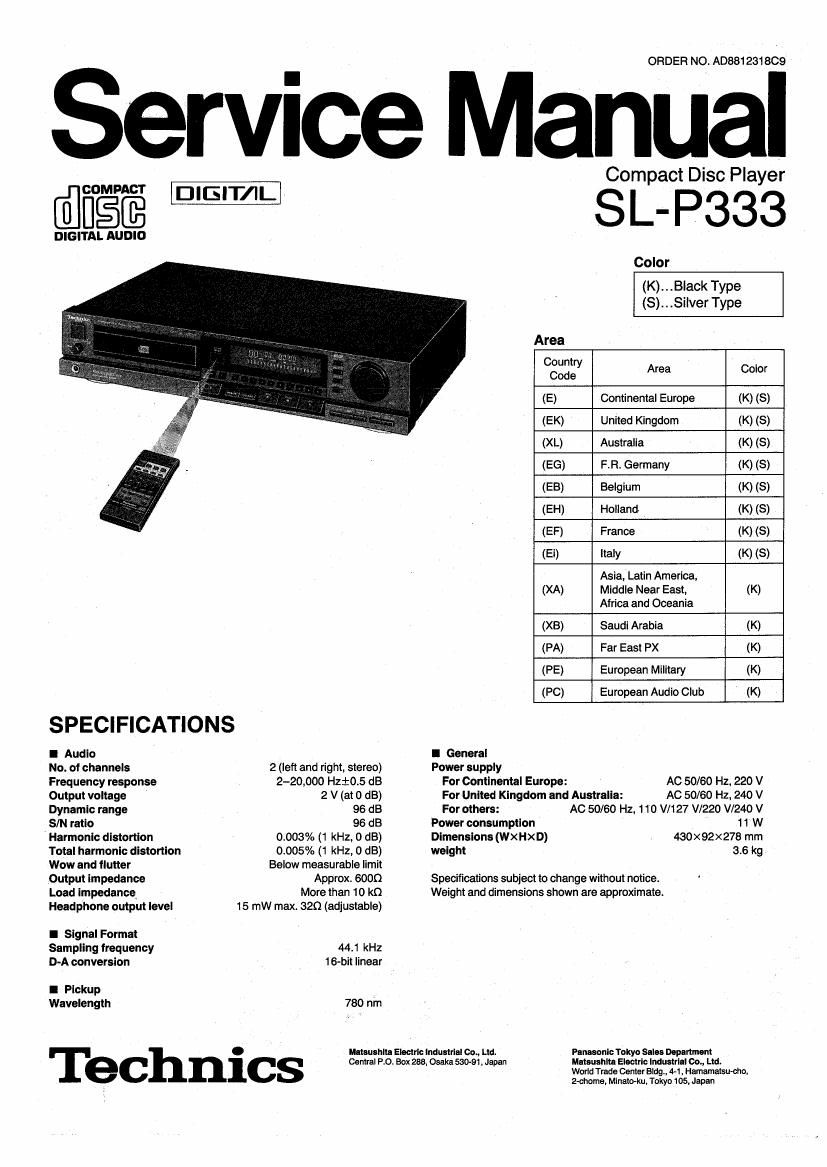 Technics SLP 333 Service Manual
