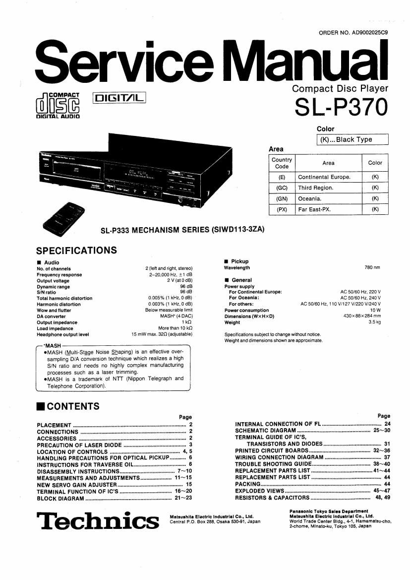 Technics SLP 370 Service Manual