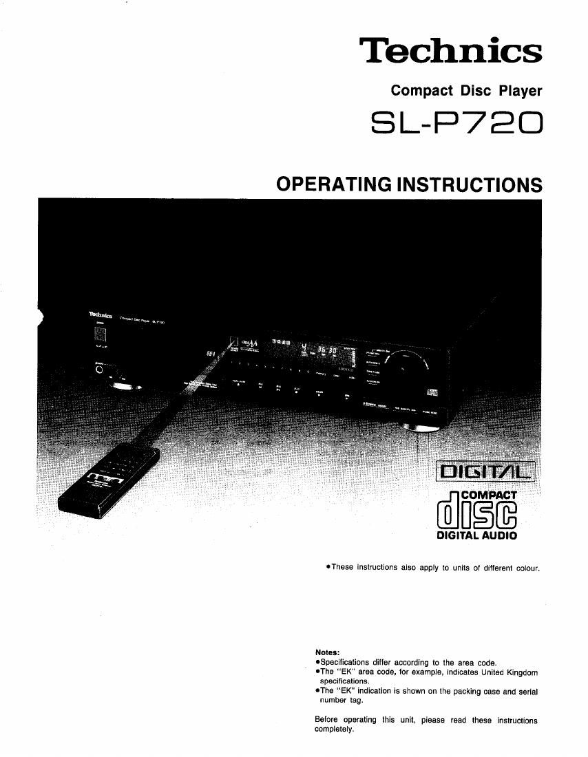 Technics SLP 720 Owners Manual