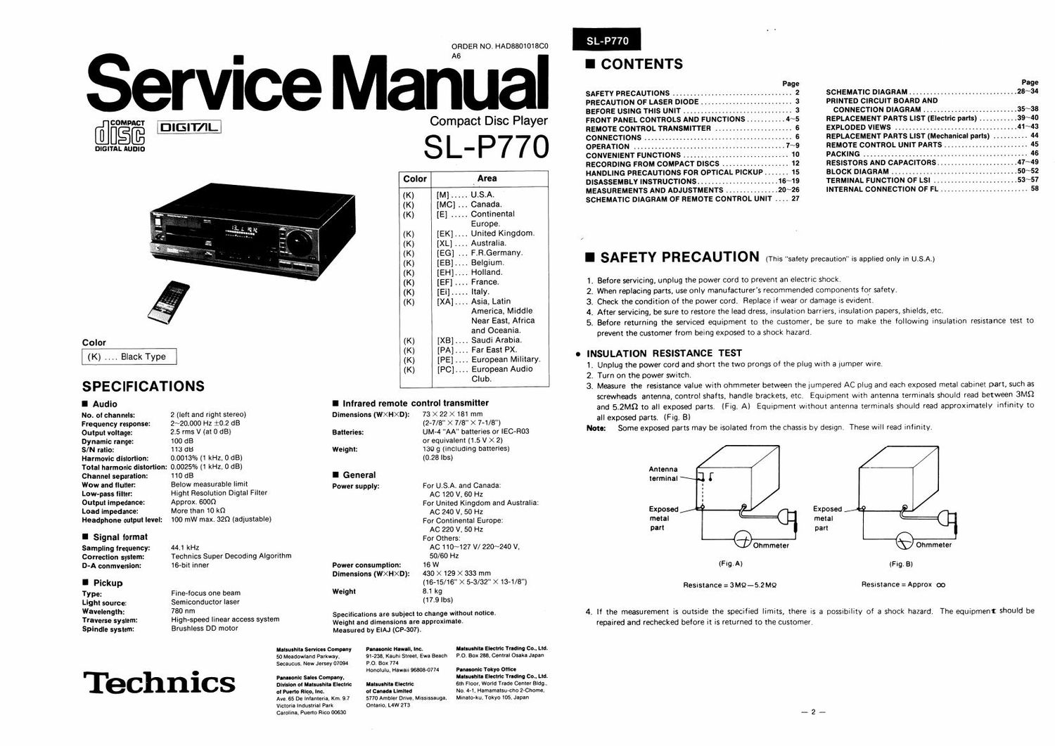 Technics SLP 770 Service Manual
