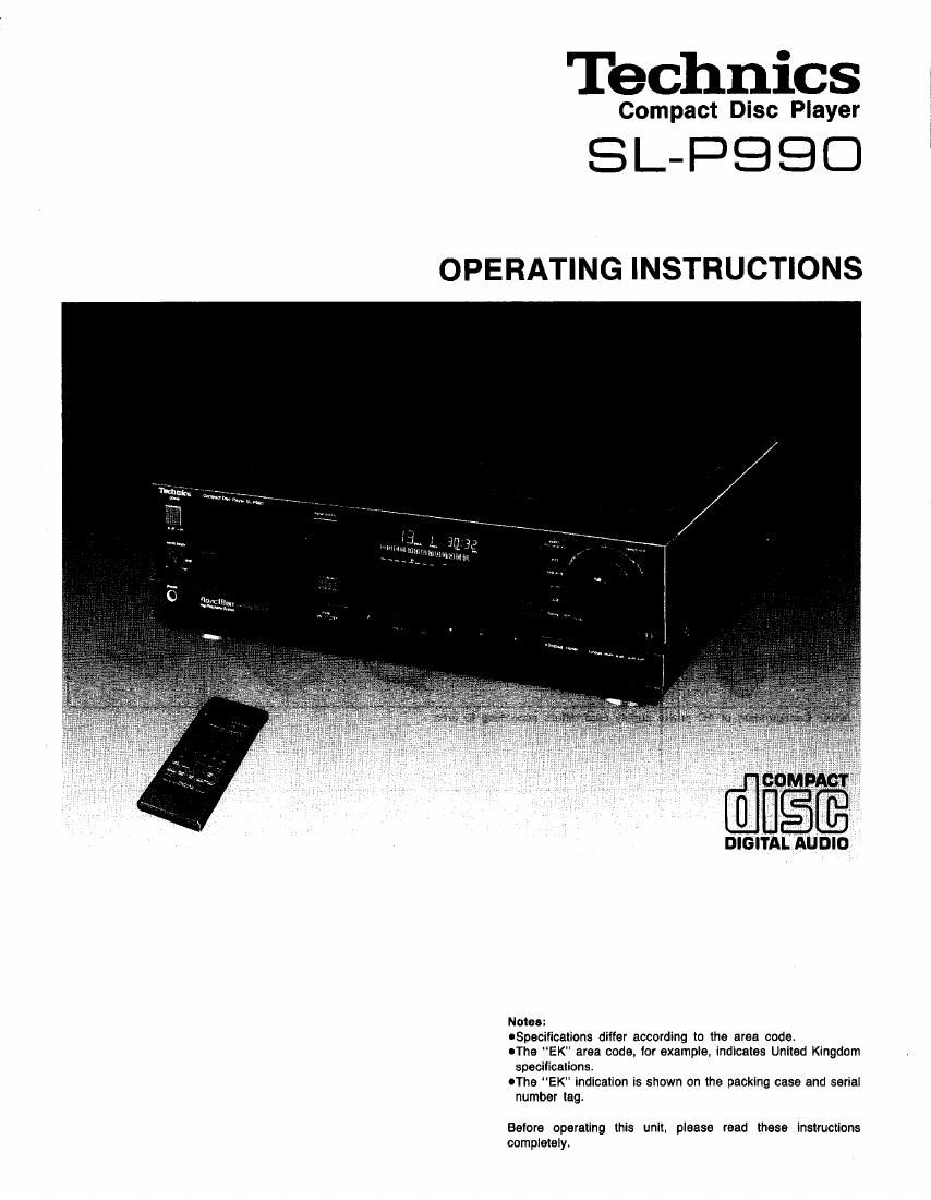 Technics SLP 990 Owners Manual