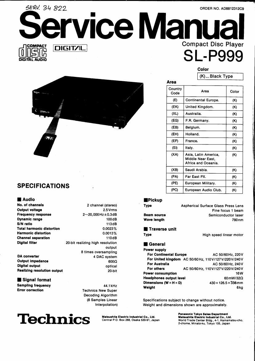 Technics SLP 999 Service Manual