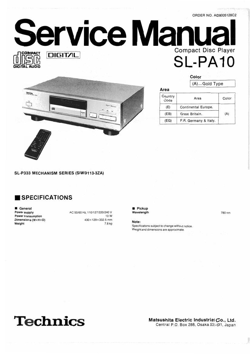 Technics SLPA 10 Service Manual