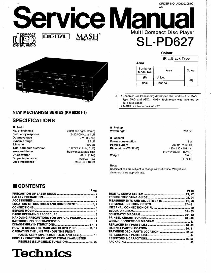 Technics SLPD 627 Service Manual