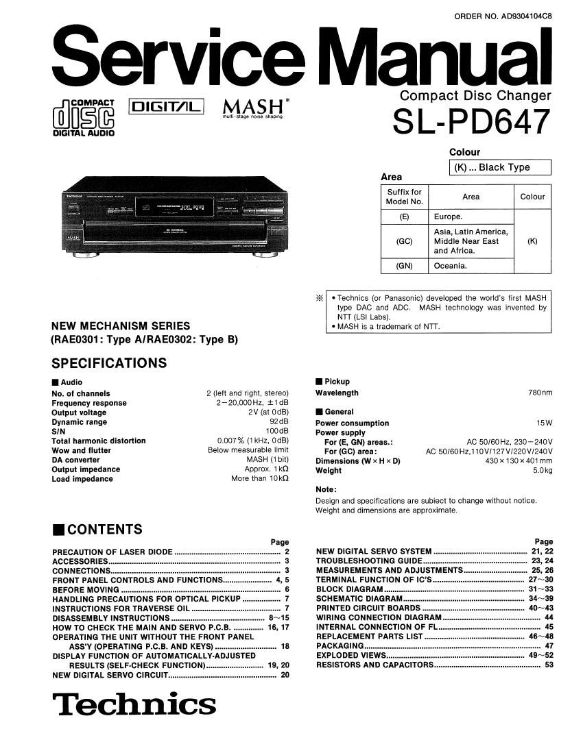 Technics SLPD 647 Service Manual