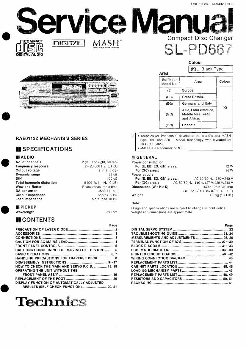 Technics SLPD 667 Service Manual