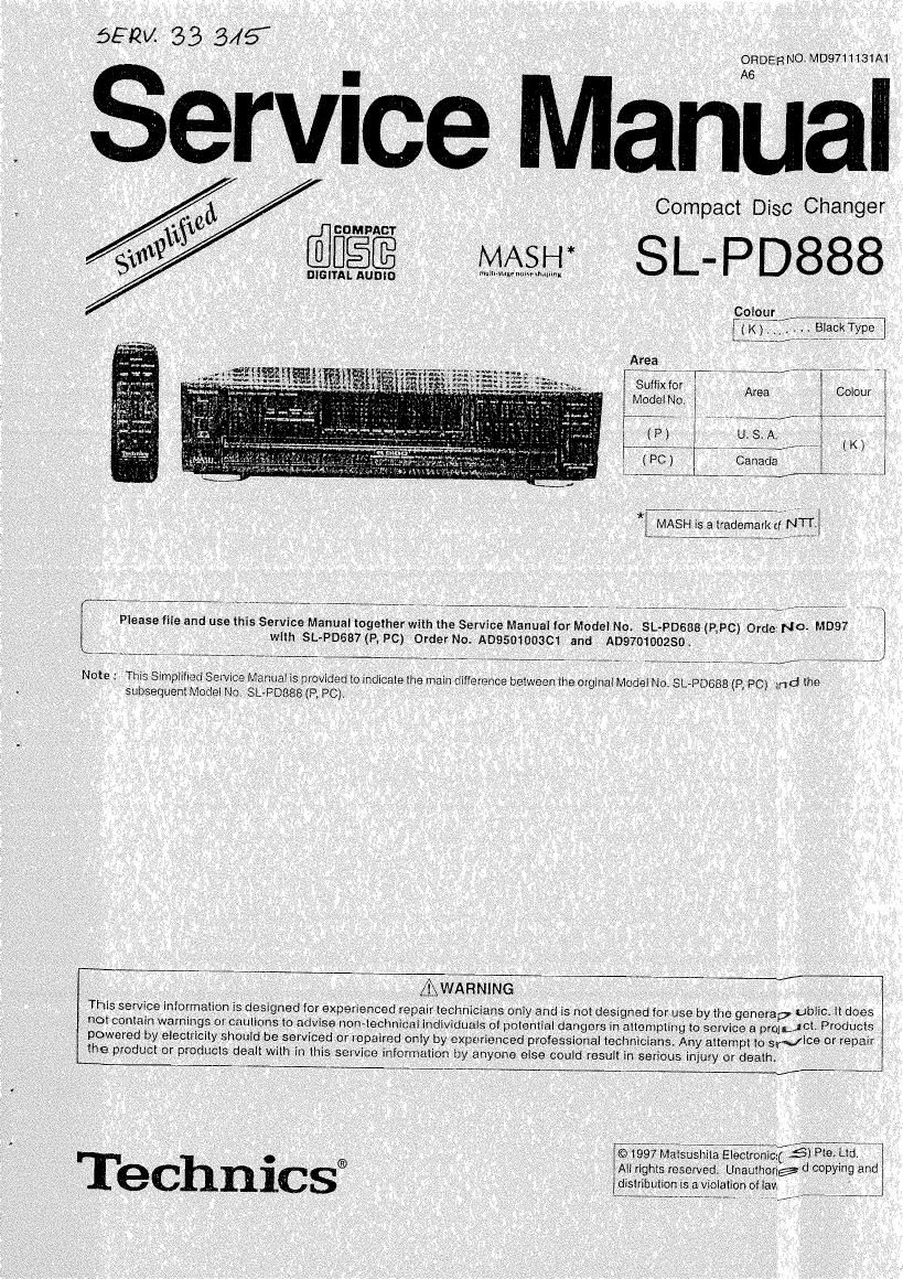 Technics SLPD 888 Service Manual