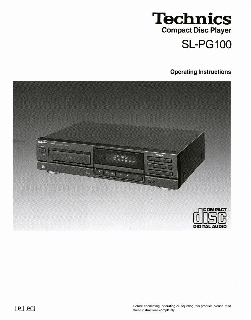 Technics SLPG 100 Owners Manual