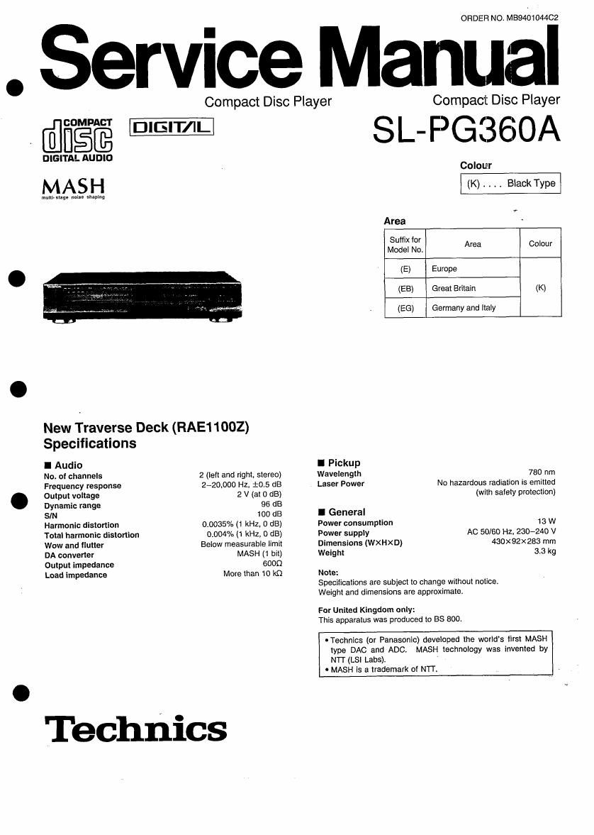 Technics SLPG 360A Service Manual