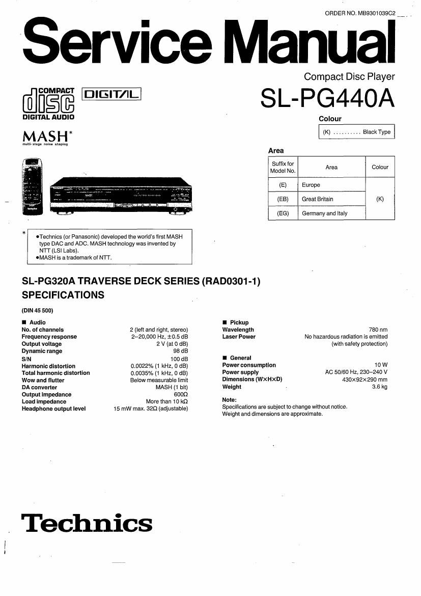 Technics SLPG 440 A Service Manual