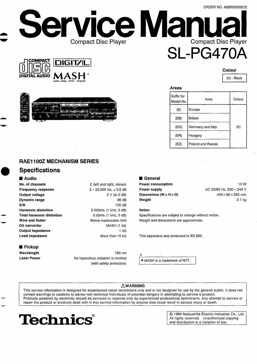 Technics SLPG 470 A Service Manual
