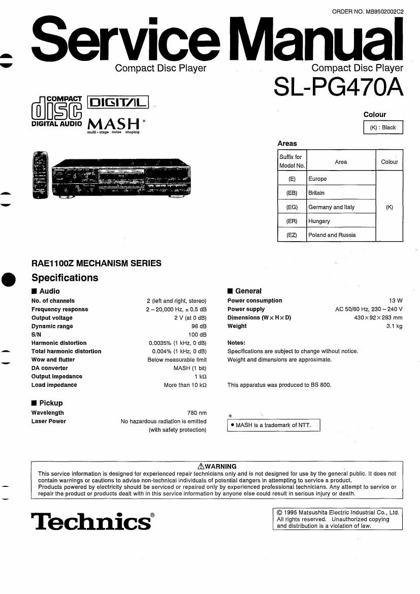 Technics SLPG 470 A Service Manual
