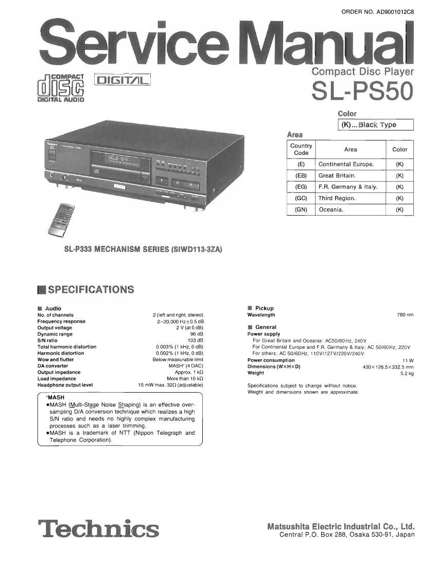 Technics SLPS 50 Service Manual