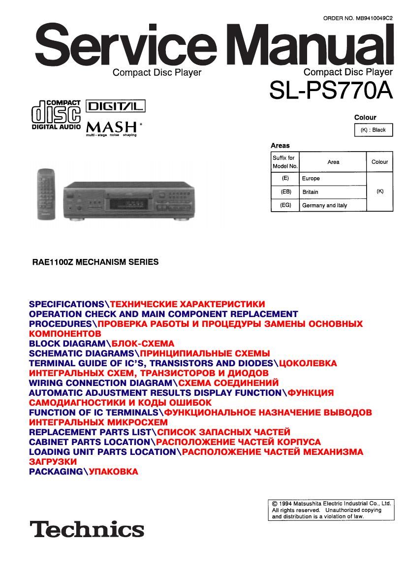 Technics SLPS 770 A Owners Manual