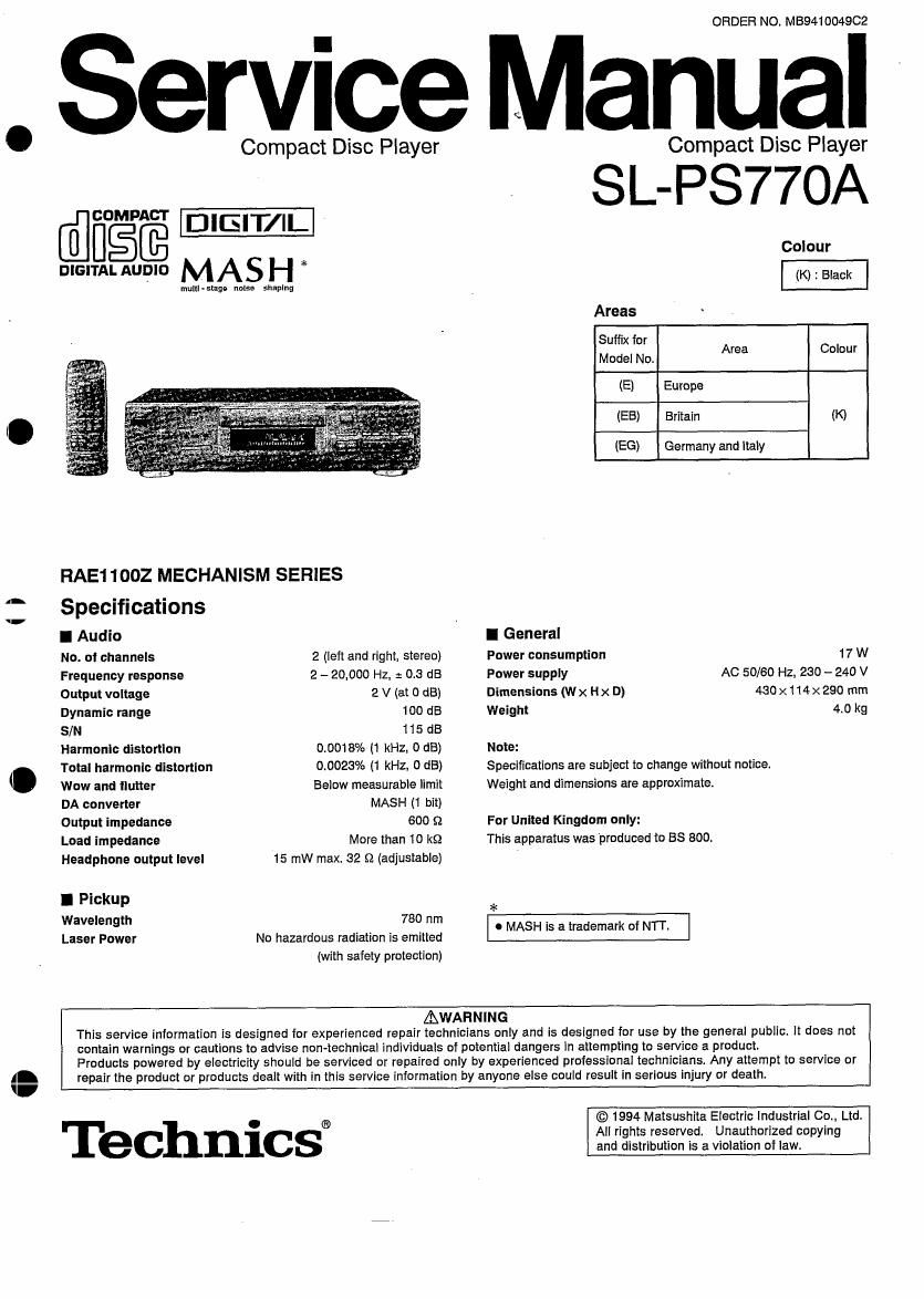 Technics SLPS 770 A Service Manual