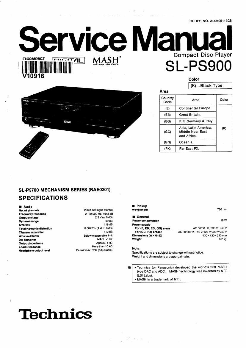 Technics SLPS 900 Service Manual