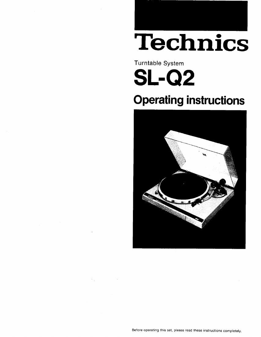 Technics SLQ 2 Owners Manual