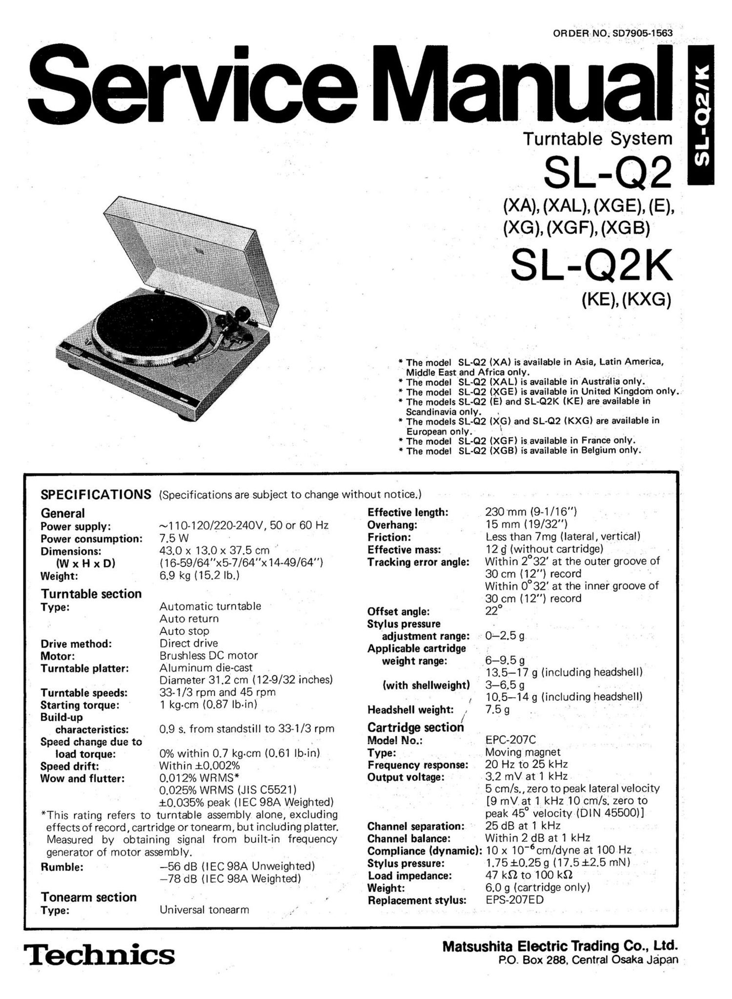 Technics SLQ 2 Service Manual