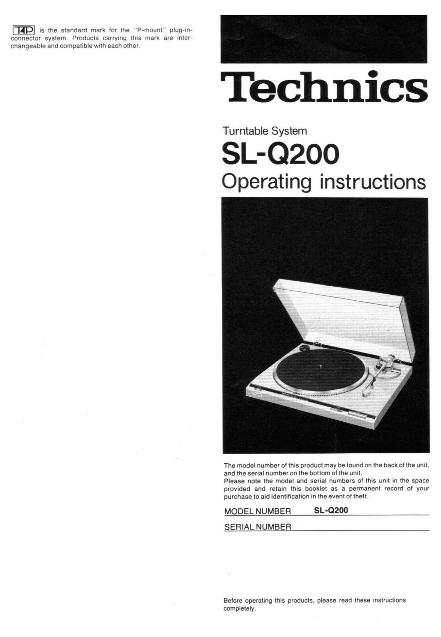 Technics SLQ 200 Owners Manual