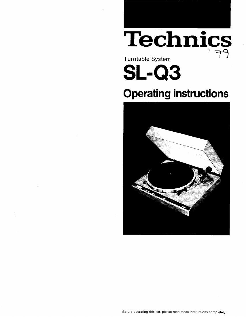 Technics SLQ 3 Owners Manual