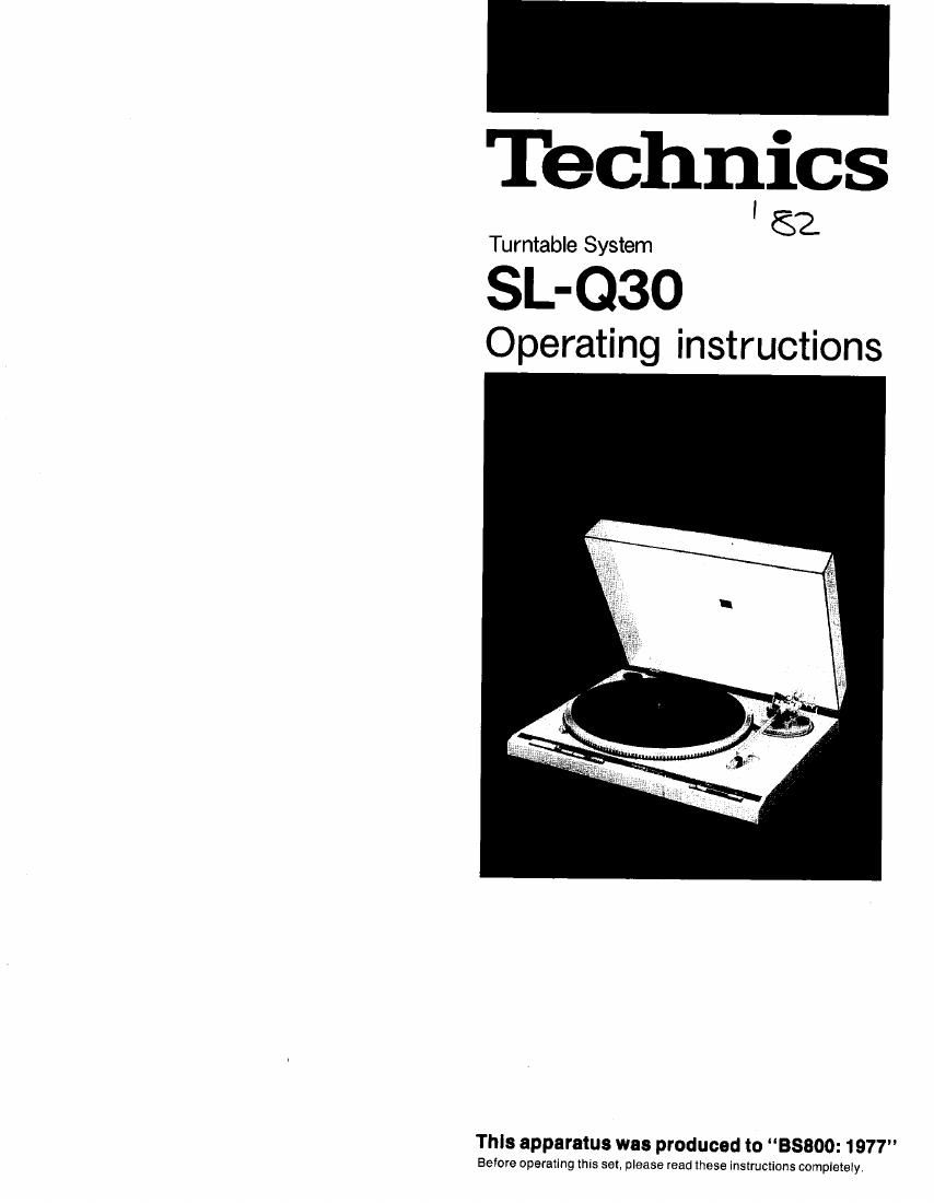 Technics SLQ 30 Owners Manual
