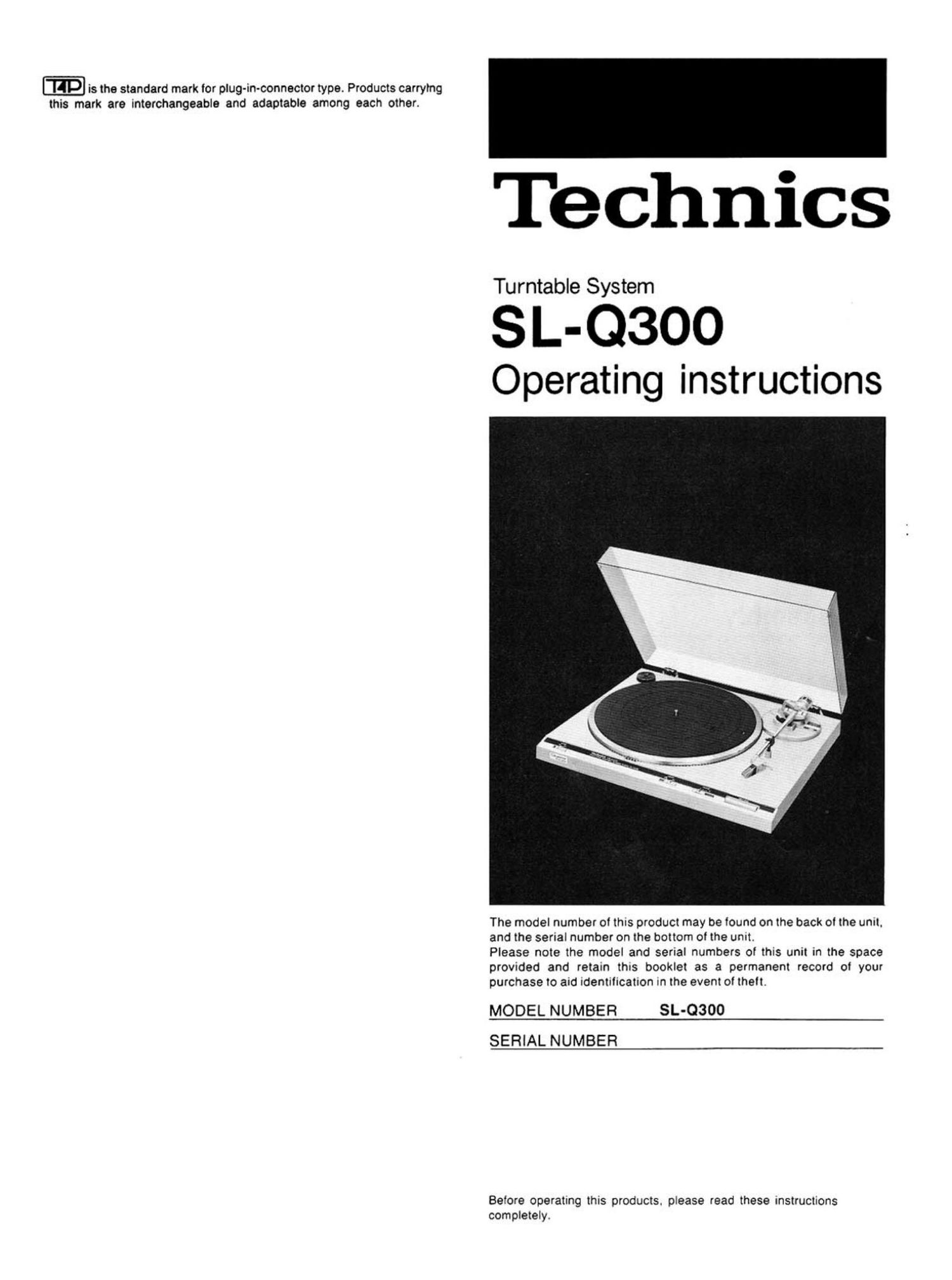 Technics SLQ 300 Owners Manual