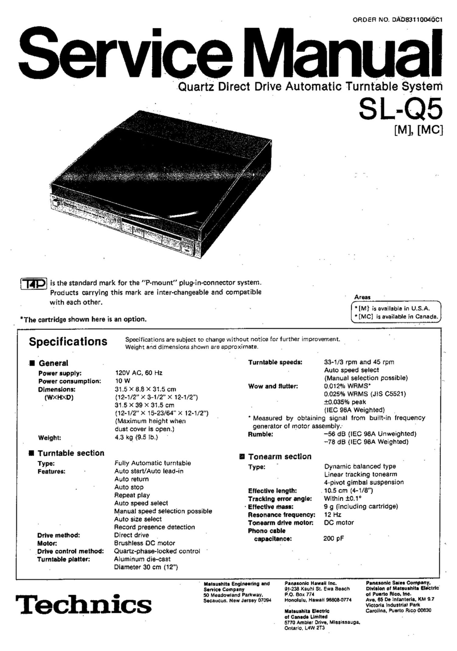 Technics SLQ 5 Service Manual
