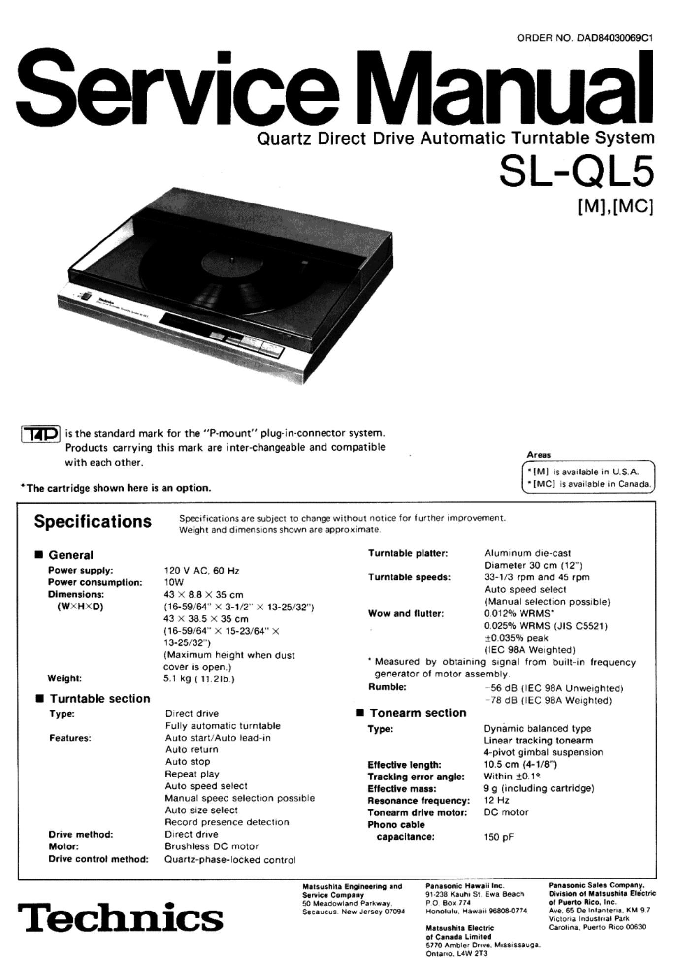 Technics SLQL 5 Service Manual