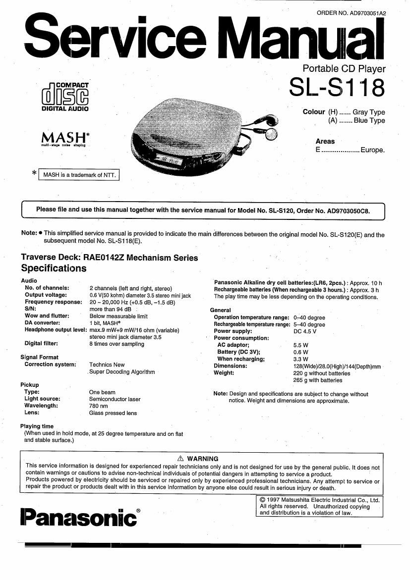 Technics SLS 118 Service Manual