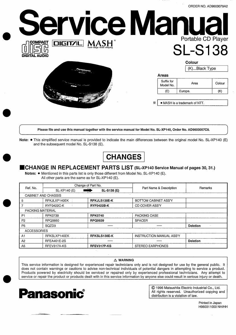 Technics SLS 138 Service Manual