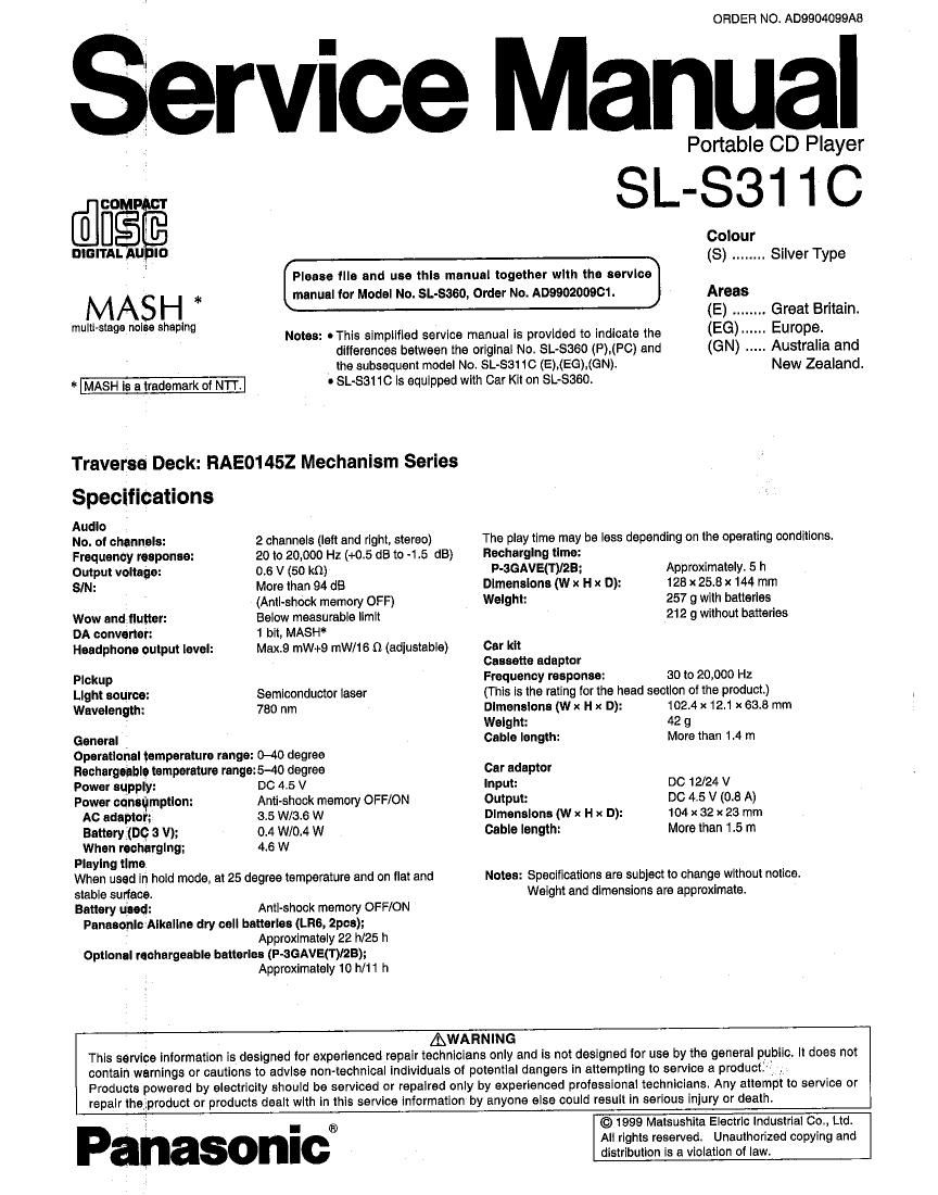 Technics SLS 311 C Service Manual
