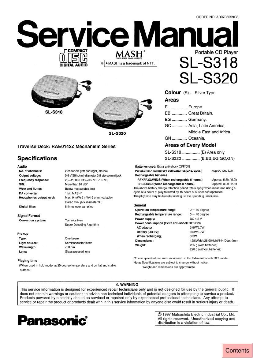 Technics SLS 320 Service Manual