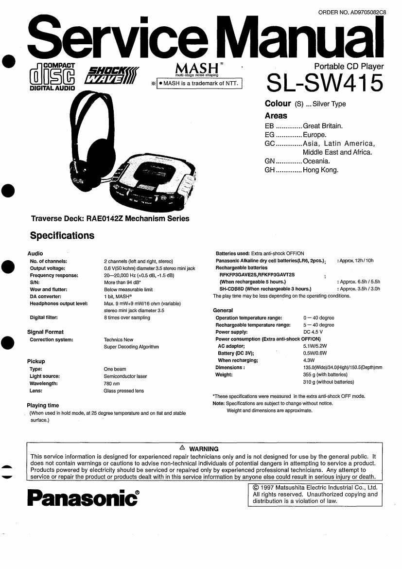 Technics SLSW 415 Service Manual
