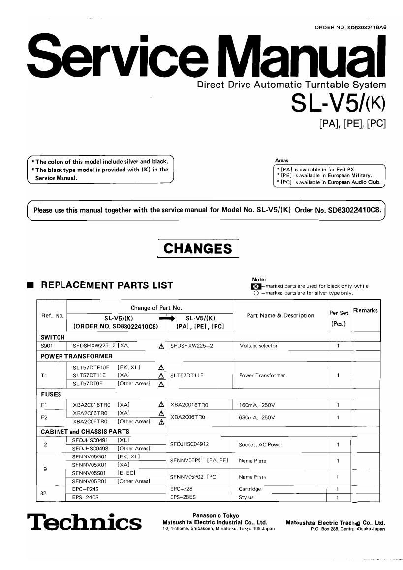 Technics SLV 5 K Service Manual