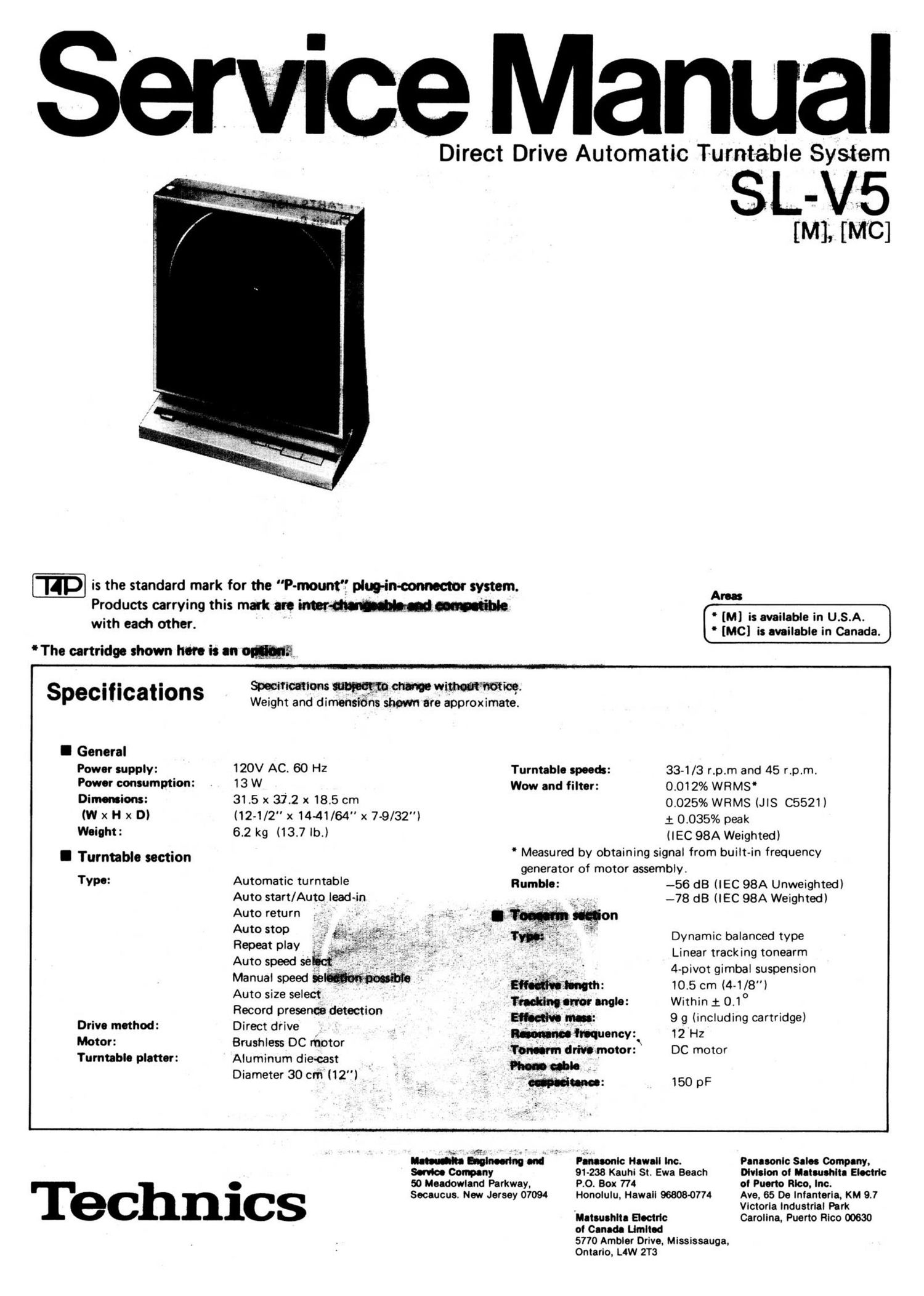 Technics SLV 5 Service Manual