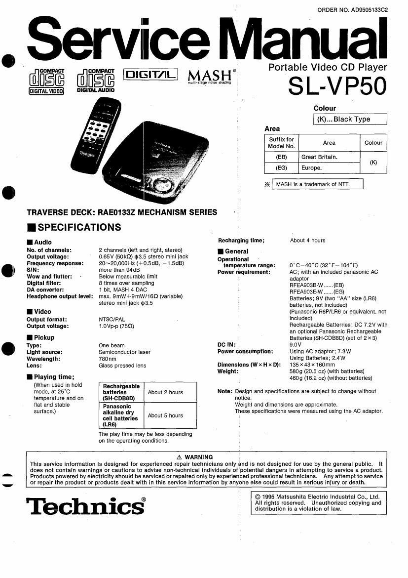 Technics SLVP 50 Service Manual