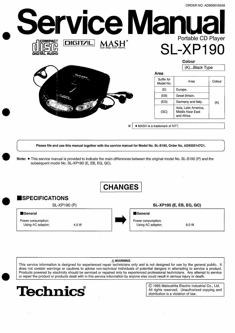 Technics SLXP 190 Service Manual