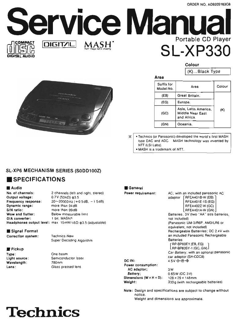 Technics SLXP 330 Servive Manual