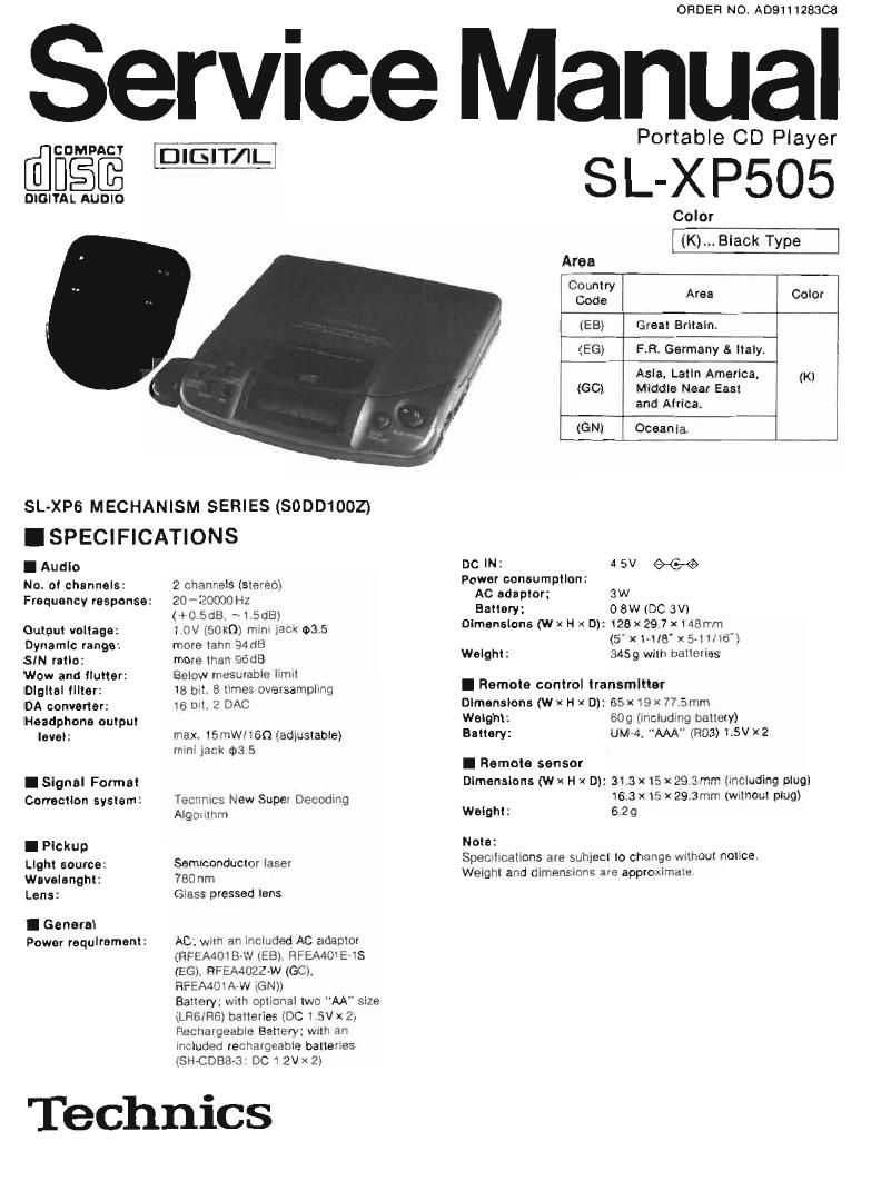 Technics SLXP 505 Service Manual