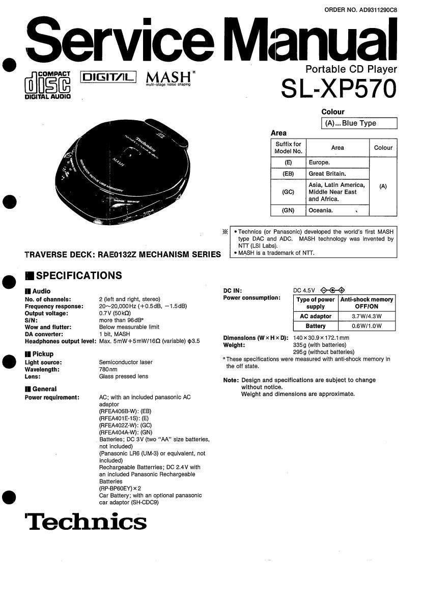 Technics SLXP 570 Service Manual