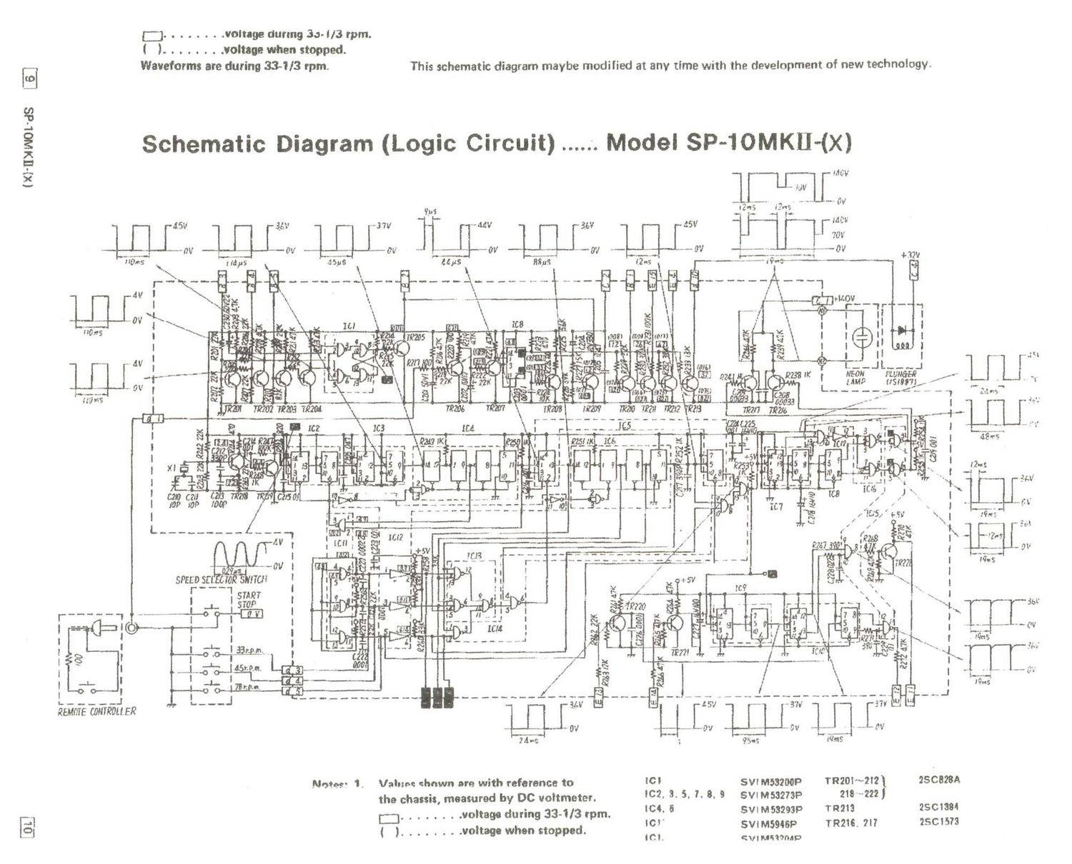 Technics SP 10 Mk2 Diagram