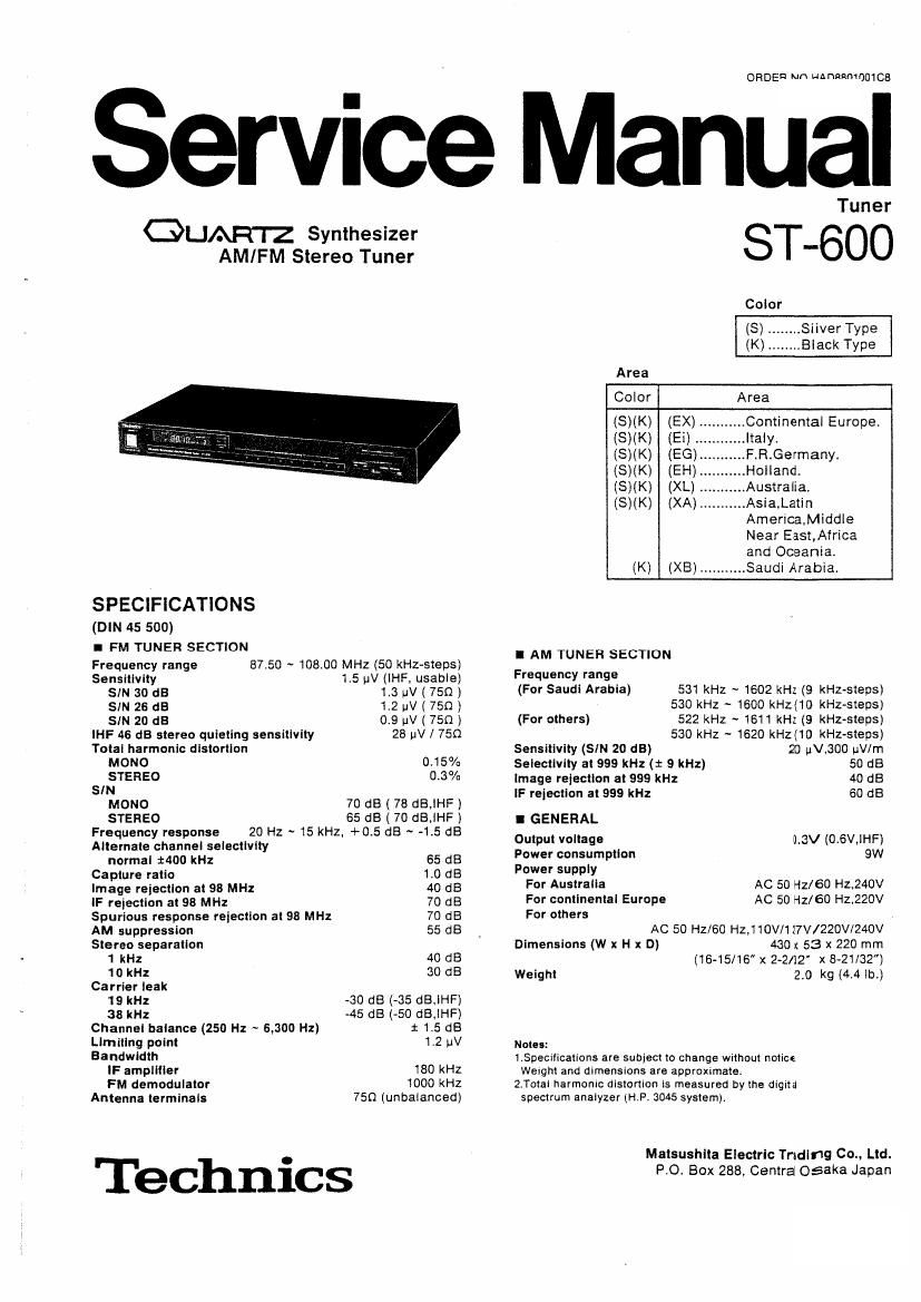 Technics ST 600 Service Manual