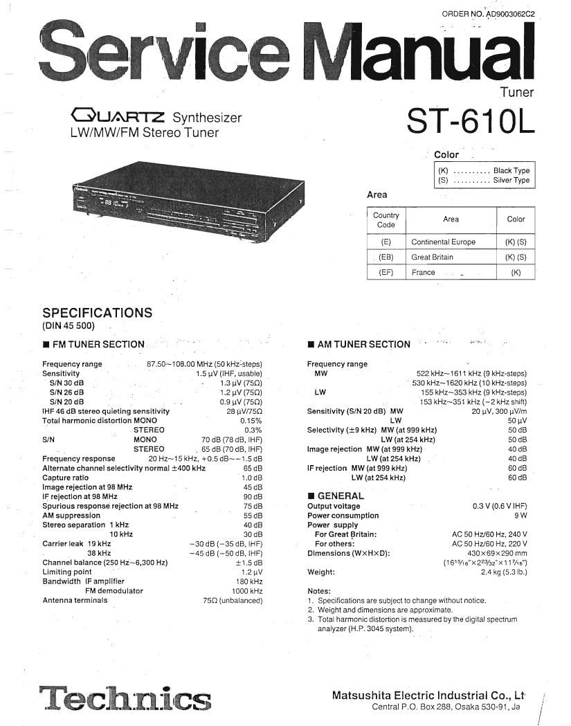 Technics ST 610 L Service Manual